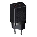 Baseus Super Si Pro hálózati gyorstöltő 30W, USB Type-C + USB Type-A, fekete