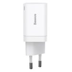 Baseus Super Si Pro hálózati gyorstöltő 30W, USB Type-C + USB Type-A, fehér