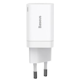   Baseus Super Si Pro hálózati gyorstöltő 30W, USB Type-C + USB Type-A, fehér