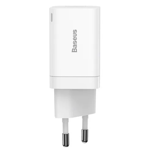 Baseus Super Si Pro hálózati gyorstöltő 30W, USB Type-C + USB Type-A, fehér