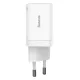 Baseus Super Si Pro hálózati gyorstöltő 30W, USB Type-C + USB Type-A, fehér