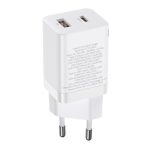 Baseus Super Si Pro hálózati gyorstöltő 30W, USB Type-C + USB Type-A, fehér