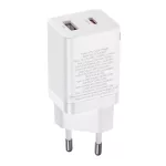Baseus Super Si Pro hálózati gyorstöltő 30W, USB Type-C + USB Type-A, fehér