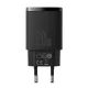 Baseus Compact hálózati gyorstöltő 20W, USB Type-A + USB Type-C, fekete