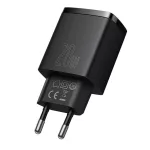 Baseus Compact hálózati gyorstöltő 20W, USB Type-A + USB Type-C, fekete