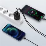 Baseus Compact hálózati gyorstöltő 20W, USB Type-A + USB Type-C, fekete