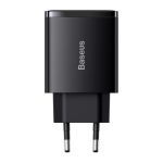Baseus Compact hálózati gyorstöltő 30W, 2×USB Type-A + USB Type-C, fekete