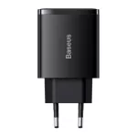Baseus Compact hálózati gyorstöltő 30W, 2×USB Type-A + USB Type-C, fekete