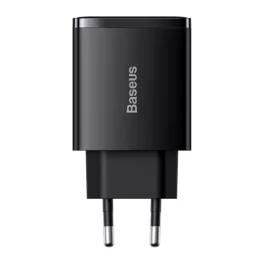   Baseus Compact hálózati gyorstöltő 30W, 2×USB Type-A + USB Type-C, fekete
