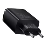 Baseus Compact hálózati gyorstöltő 30W, 2×USB Type-A + USB Type-C, fekete