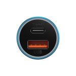 Baseus Golden Contactor Max autós gyorstöltő 60W, USB Type-A + USB Type-C, kék