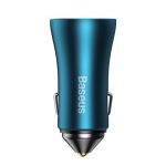 Baseus Golden Contactor Max autós gyorstöltő 60W, USB Type-A + USB Type-C, kék