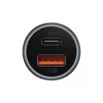 Baseus Golden Contactor Max autós gyorstöltő 60W, USB Type-A + USB Type-C, szürke