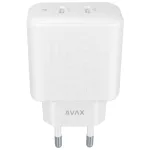 AVAX CH602W SPEEDY+ 2x Type C  (PD) 45W gyors hálózati töltő, fehér