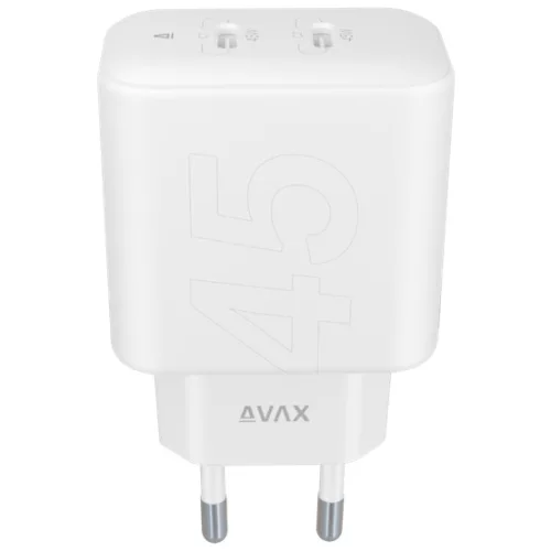 AVAX CH602W SPEEDY+ 2x Type C  (PD) 45W gyors hálózati töltő, fehér
