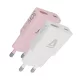 AVAX CH6412 NANO GaN USB-A + USB-C 30W hálózati gyorstöltő duo szett, fehér és rózsaszín