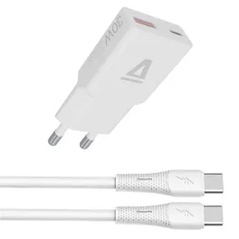   AVAX CH6413 30W GaN gyorstöltő és 60W USB-C szilikon kábel szett, fehér