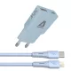 AVAX CH6416 NANO GaN USB-A + USB-C 30W hálózati gyorstöltő, világoskék + 27W USBC–Lightning töltőkábel 1.5m