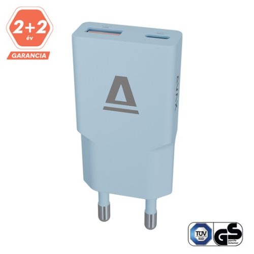 AVAX CH641LB NANO SLIM 30W töltő adapter USB-C (PD3.0)+USB-A (QC3.0), világoskék