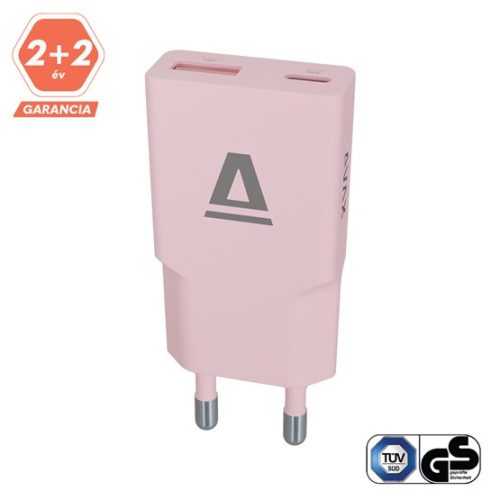 AVAX CH641P NANO SLIM 30W töltő adapter USB-C (PD3.0)+USB-A (QC3.0), rózsaszín
