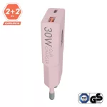 AVAX CH641P NANO SLIM 30W töltő adapter USB-C (PD3.0)+USB-A (QC3.0), rózsaszín