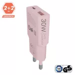 AVAX CH641P NANO SLIM 30W töltő adapter USB-C (PD3.0)+USB-A (QC3.0), rózsaszín