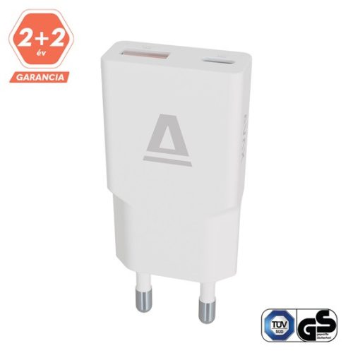 AVAX CH641W NANO SLIM 30W töltő adapter USB-C (PD3.0)+USB-A (QC3.0), fehér