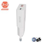 AVAX CH641W NANO SLIM 30W töltő adapter USB-C (PD3.0)+USB-A (QC3.0), fehér