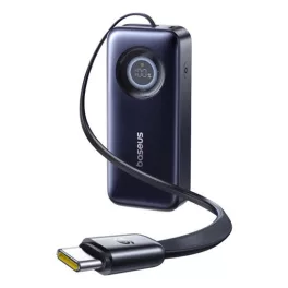   Baseus EnerCore CR11 gyorstöltő powerbank 20000 mAh, 67W, beépített USB Type-C automata behúzós kábel, fekete