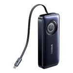 Baseus EnerCore CR11 gyorstöltő powerbank 20000 mAh, 67W, beépített USB Type-C automata behúzós kábel, fekete