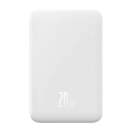   Baseus EnerFill FM41 Magnetic vezeték nélküli gyorstöltő powerbank 20000 mAh, 20W, fehér + 60W USB Type-C, 30cm kábel