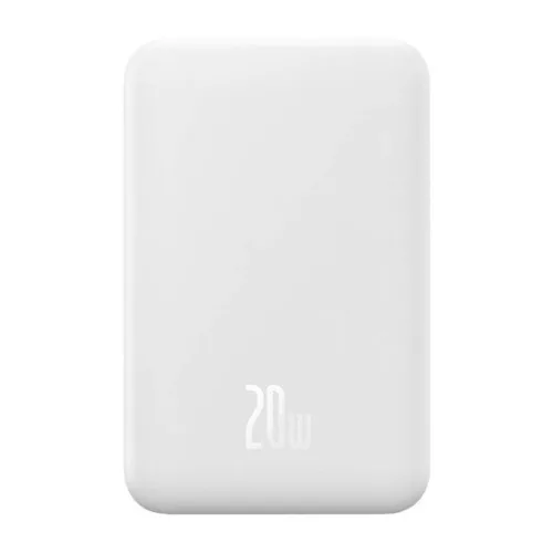 Baseus EnerFill FM41 Magnetic vezeték nélküli gyorstöltő powerbank 20000 mAh, 20W, fehér + 60W USB Type-C, 30cm kábel