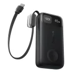 Baseus EnerFill FT31 gyorstöltő powerbank & Apple Watch 10000 mAh 45W, beépített USB Type-C kábel, fekete
