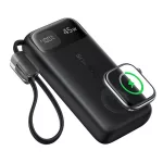 Baseus EnerFill FT31 gyorstöltő powerbank & Apple Watch 10000 mAh 45W, beépített USB Type-C kábel, fekete