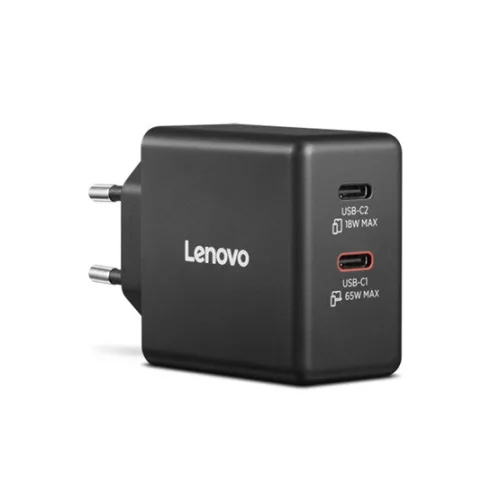 Lenovo Dual USB-C 65W GaN Charger - Black