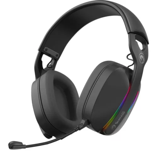 MARVO Pulz 70W vezeték nélküli fejhallgató - fekete - RGB világítás