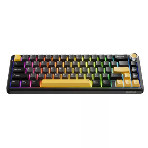 MARVO TITAN 65 vezeték nélküli gaming billentyűzet - Fekete - US /Banana Crystal Linear/