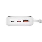 Baseus Qpow Pro+ gyorstöltő powerbank 10000 mAh, 22.5W, beépített USB Type-C kábel, fehér