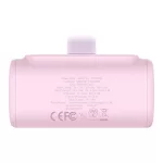 Baseus Compact gyorstöltő powerbank 5000 mAh, 20W iPhone csatlakozóval, rózsaszín
