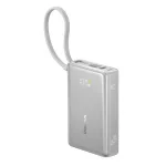 Baseus PicoGo gyorstöltő powerbank 10000 mAh, 45W, beépített USB Type-C kábel, ezüst