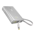 Baseus PicoGo gyorstöltő powerbank 10000 mAh, 45W, beépített USB Type-C kábel, ezüst
