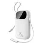Baseus EnerFill FC31 gyorstöltő powerbank 20000 mAh, 45W, beépített 2×USB Type-C kábel, fehér