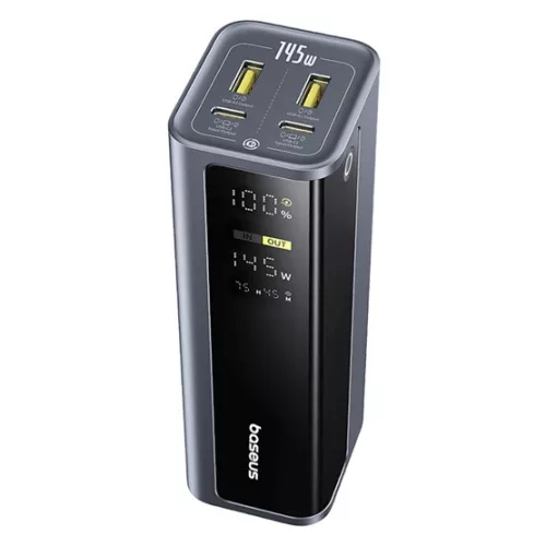 Baseus EnerGeek GP12 gyorstöltő powerbank 20800 mAh, 145W, szürke + 100W USB Type-C, 1m kábel