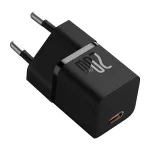 Baseus GaN5 Mini hálózati gyorstöltő 20W, USB Type-C, fekete + 100W USB Type-C, 1m kábel