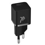 Baseus GaN5 Mini hálózati gyorstöltő 20W, USB Type-C, fekete + 100W USB Type-C, 1m kábel
