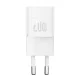 Baseus GaN5 Mini hálózati gyorstöltő 20W, USB Type-C, fehér + 100W USB Type-C, 1m kábel