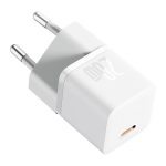 Baseus GaN5 Mini hálózati gyorstöltő 20W, USB Type-C, fehér + 100W USB Type-C, 1m kábel