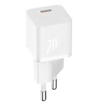 Baseus GaN5 Mini hálózati gyorstöltő 20W, USB Type-C, fehér + 100W USB Type-C, 1m kábel