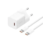 Baseus GaN5 Mini hálózati gyorstöltő 30W, USB Type-C, fehér + 100W USB Type-C, 1m kábel