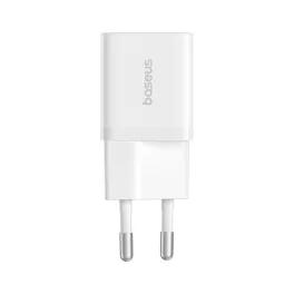   Baseus GaN5 Mini hálózati gyorstöltő 25W, USB Type-C, fehér + 100W USB Type-C, 1m kábel